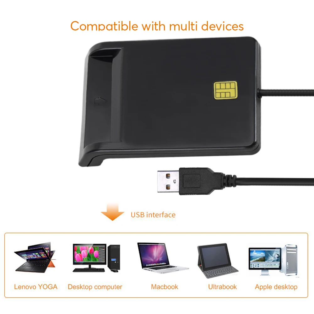Считыватель смарт-карт USB для банковских карт IC/ID EMV SD TF MMC Кардридеры 7816 Windows 7 8 10