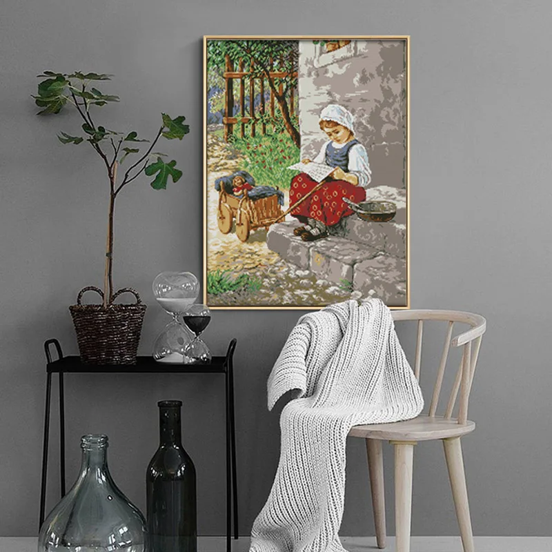 Peasant Girl Chinese Cross Stitch Kits Unprinted Canvas Embroidery Set 11 14CT DIY Handmade Needlework Craft Room Decor Painting | Дом и сад