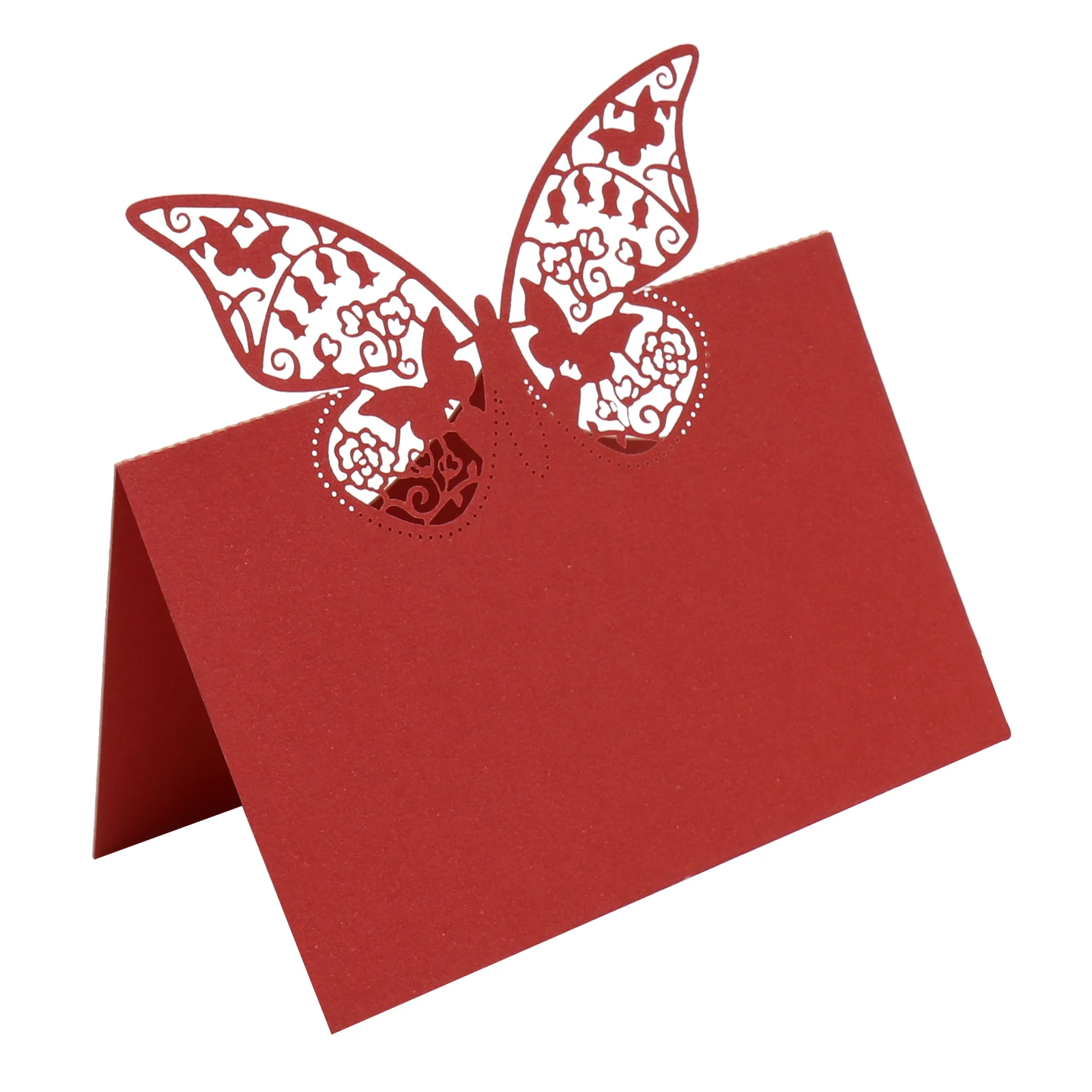 10 шт. Лазерная резка бабочка свадебные пригласительные карты красный