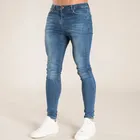 Джинсы мужские облегающие с эластичным поясом, повседневные брюки-джоггеры, модные штаны из денима, уличная мода, черные