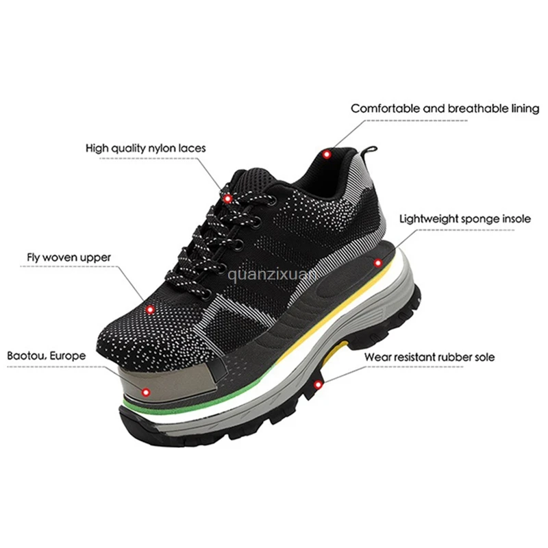 

Men's Work Safety Shoes Steel Toe Boots For Men Anti-smashing Puncture Proof Safety Shoes Outdoor Hiking Men Boots Protect Male