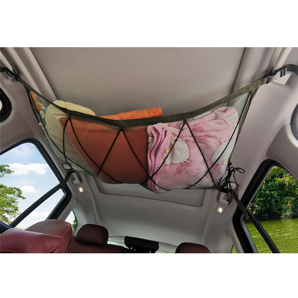35''x25'' Stretchable Car Roof Interior Ceiling Mesh Bag Pouch For Van | Nets