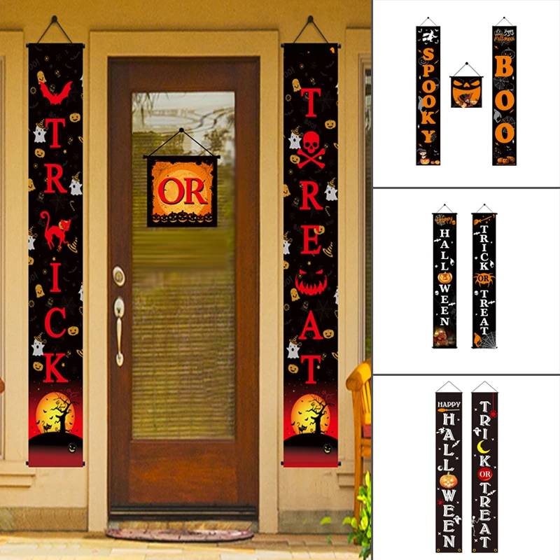 

Newest Trick or Treat Halloween Banner Frightening Halloween Hanging Banner Signs for Indoor Outdoor