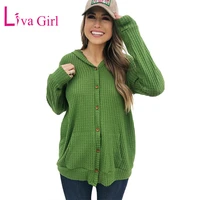 liva girl blackredgreen casual open front pocket button down knit cardigan women sweaters coat 2019 long sleeve sueter mujer