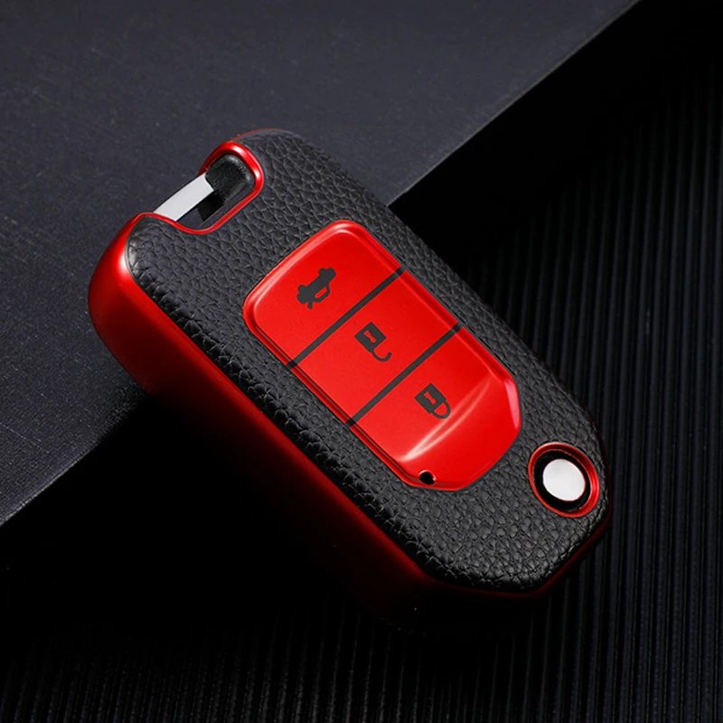 

1pcs Auto Key Shell TPU Fiber Car Remote Key Case Cover Fob For Honda- Civic Accord CR-V HR-V Jade Odyssey Crider Auto Key Shell