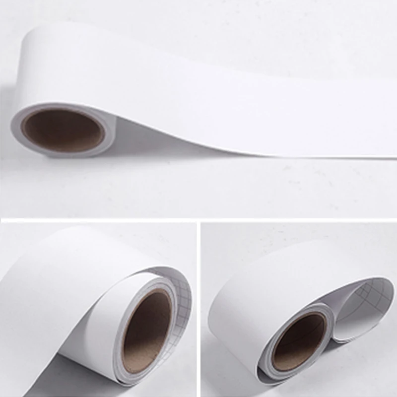 Matte White Черный/белый водонепроницаемый мраморный линия талии стены стикеры подоконник пол стены границы Наклейка самоклеющиеся сплошной цвет окантовочная линия - Цвет: Matte White