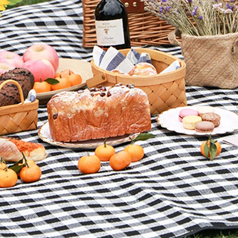 

Red White Plaid Outdoor Foldable Waterproof Picnic Mat Fashion Thicken Pad Breathable Soft Portable Camping Travel Beach Blanket