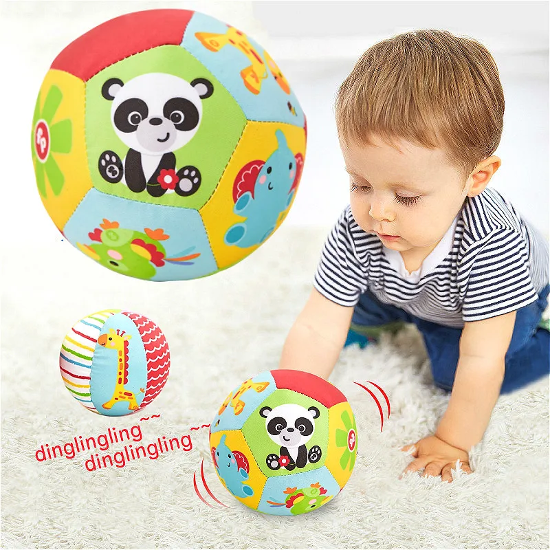 

10cm Washable KidsToy Ball Children Animal Book Cloth Ball Soft Plush Mobile Toy With Sound Toddler Rattle Balls