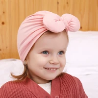 10pcs new childrens hat autumn and winter infant cotton beanie skull rabbit ear knot indian hat turban cap baby bows headwrap