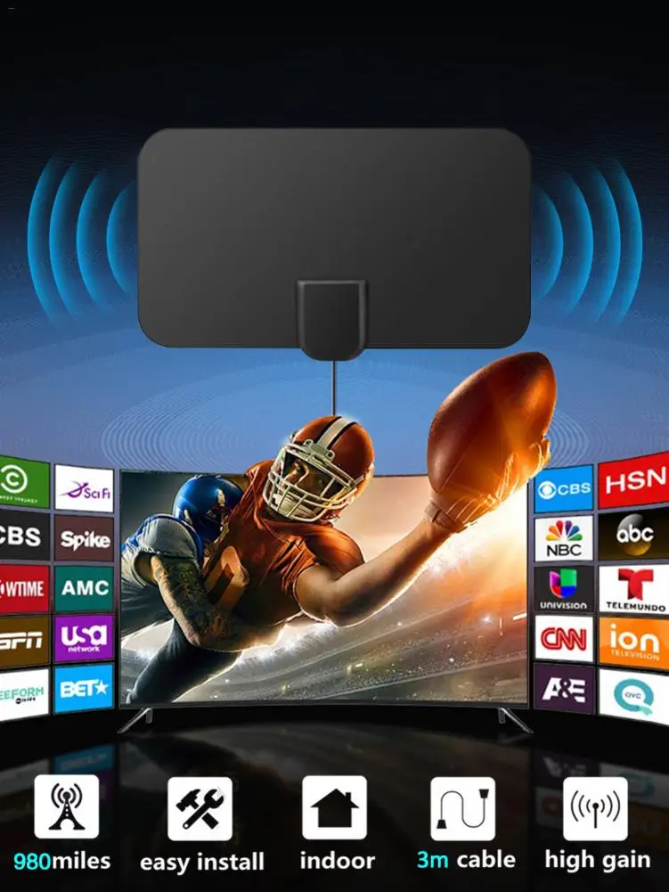 Цифровая ТВ-антенна 4K 25DB с высоким коэффициентом усиления HD TV Box усилитель