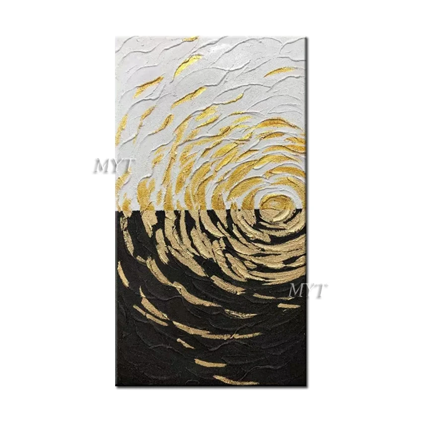 Черная белая и Золотая картина маслом 100% картины ручной работы настенное