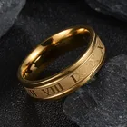 Обручальное кольцо из нержавеющей стали 316L с римскими цифрами, классные парные кольца золотого и черного цвета в стиле панк, Подарочная бижутерия, 6 мм