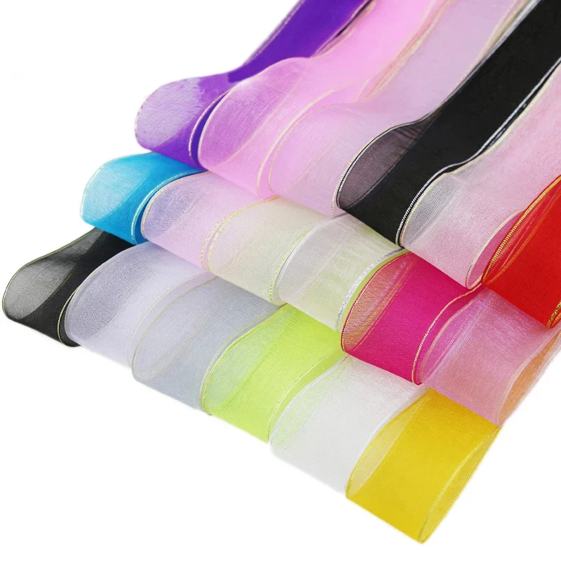 (50 ярдов/рулон) 25 мм золотые ободковые декоративные свадебные ленты|Ленты для