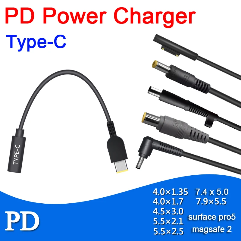 

PD Decoy trigger fast charge Converter Adapter CABLE USB TYPE-C TO DC Connector for charging notebook pc surface magsafe dell HP