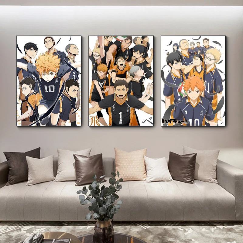 

Cartoon Volleyball Boy Canvas Painting Modern Anime Haikyuu Posters and Prints Wall Art Picture for Living Room Decor Cuadros