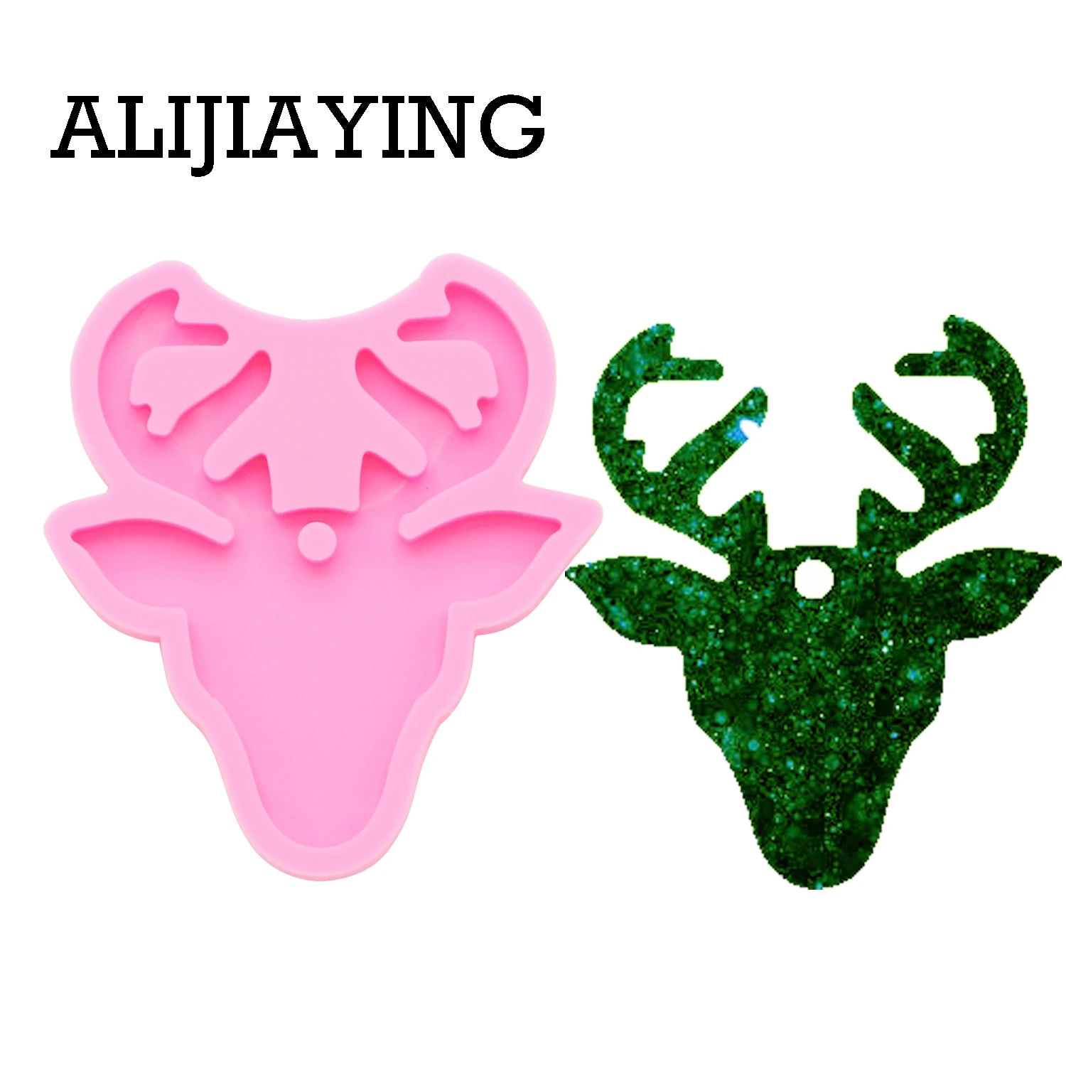 DY0093 DIY блестящая Рождественская голова оленя искусственные формы брелок из