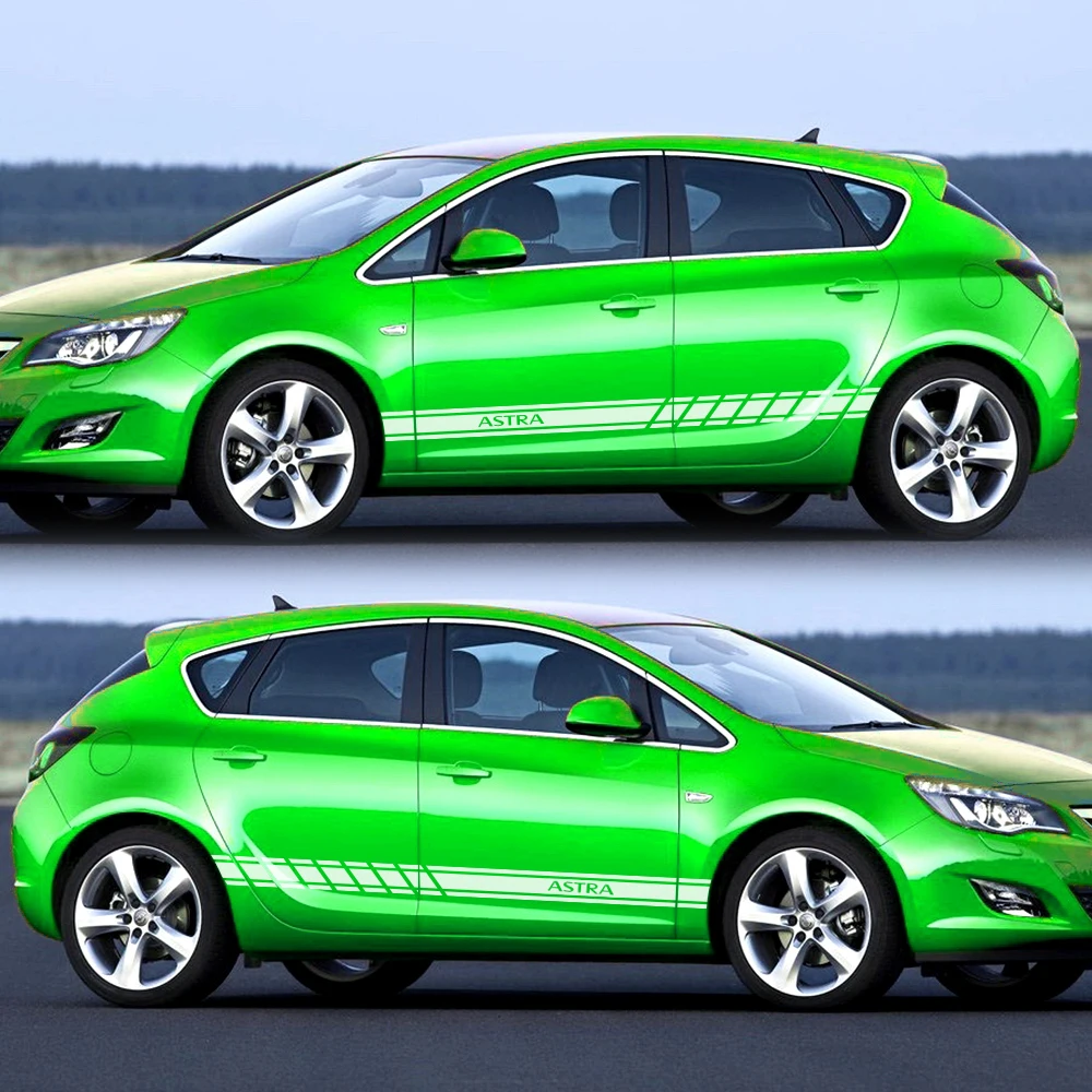 

2PCS Car Styling Door Side Skirt Stripes Sticker For Opel OPC Astra J H G K Insignia Corsa D B E Mokka Vectra B Auto Accessories
