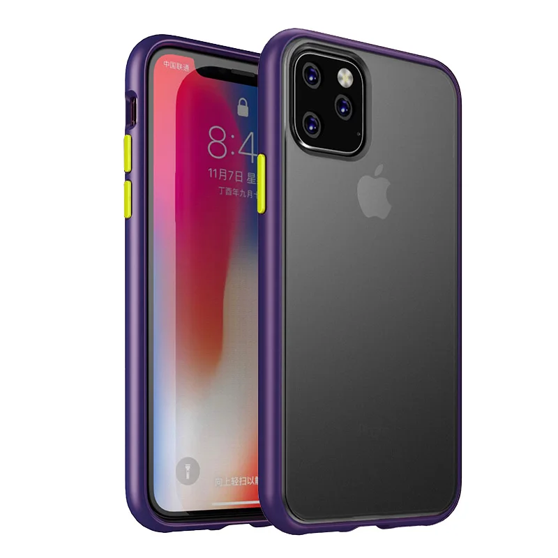 Purple Yellow Для iPhone 11 чехол Magic Shadow IPAKY 11 Pro Чехол Цветные кнопки Мягкий Бампер ПК Гибридный противоударный Для iPhone 11 Pro Max чехол - Цвет: Purple Yellow