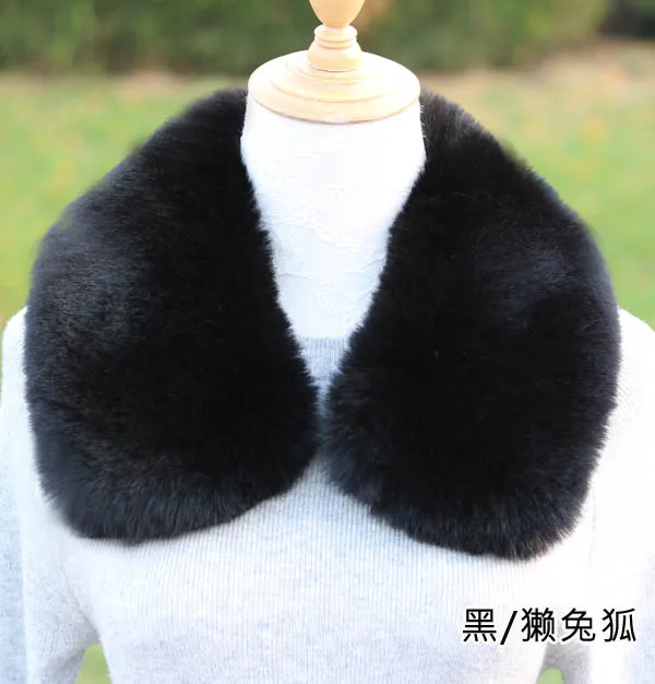 35 Qearlstar Women Scarf New Faux Fur Collar 55cm Women Children Jackets Coat Hood Fur Decor Shawl Soft Warm Luxury Scarves ZKG15 - Цвет: 35