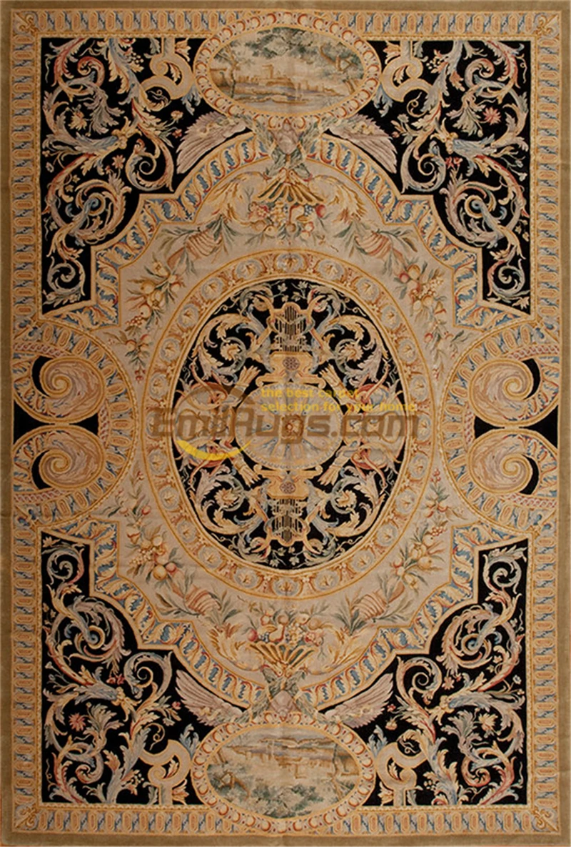 Koop Savonnerie Naald-punt Hand-geweven Wol Tapijt Handgeweven Home Decor Rechthoekige Tapijt Zuidwestelijke Stijl Natuurlijke Schapenwol