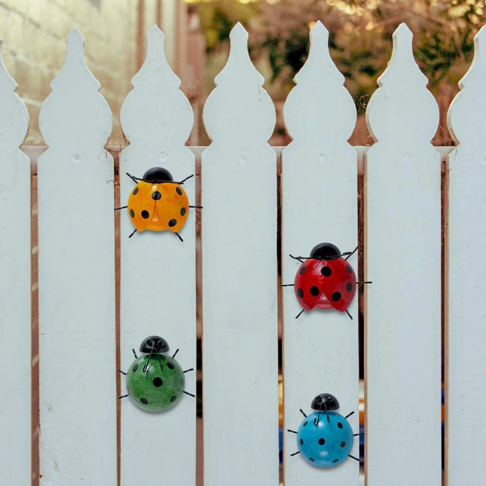 Металлические садовые Wall Art декоративный набор из 4 милой божьей коровки на