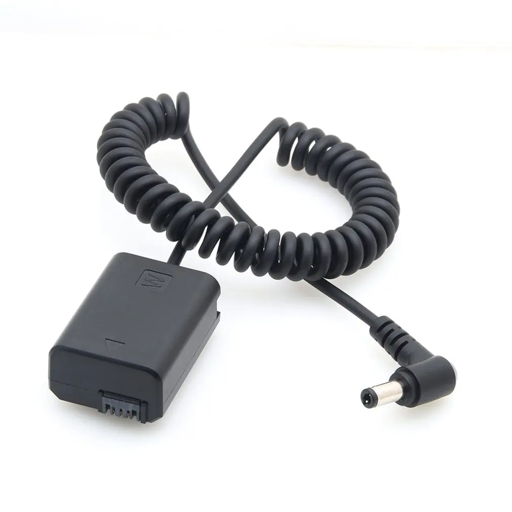 

NP-FW50 Dummy Battery Pack Coupler Adapter with DC Male Connector Power Coiled Cable for Sony A7 Mark II A6300 A6000 Monitors