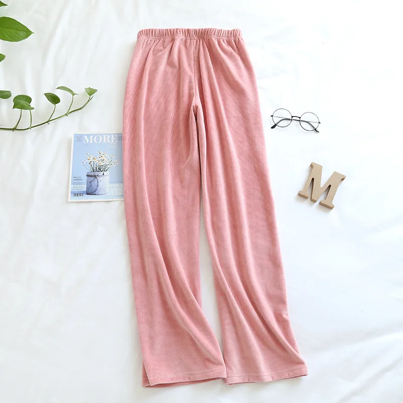 Женские осенне-зимние однотонные фланелевые повседневные длинные пижамные