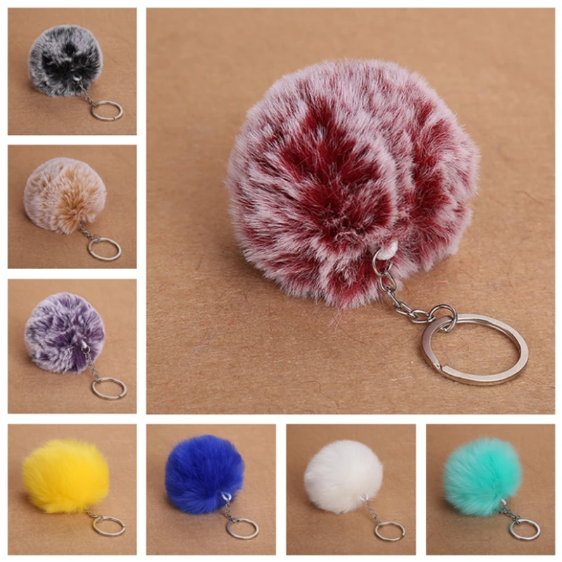 8 см пушистые шарики из меха кролика рекс брелок искусственного шарик с меховым