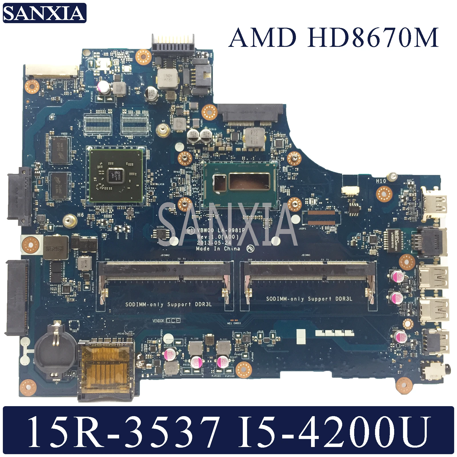 KEFU LA-9981P материнская плата для ноутбука Dell Inspiron 15R-3537 5537 оригинальная материнская плата I5-4200U HD8670M