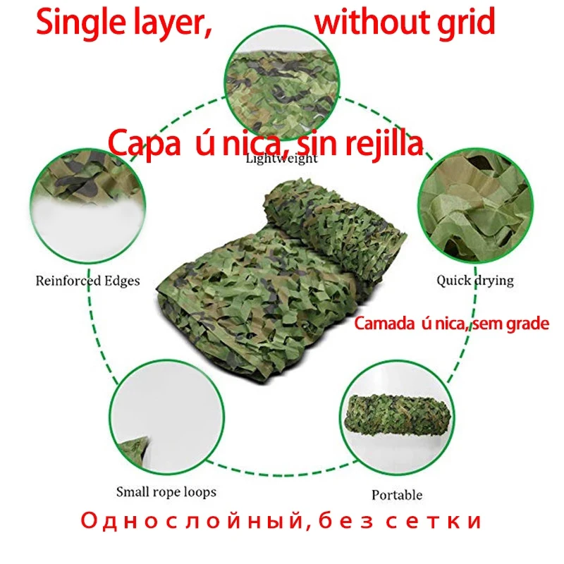 

Camouflage Net 1.5M*2 3 4 5 6 7 8 9 10M Camo Netting Bulk Roll Mesh Cover Blind for Hunting Decoration Sun Shade Party Camping