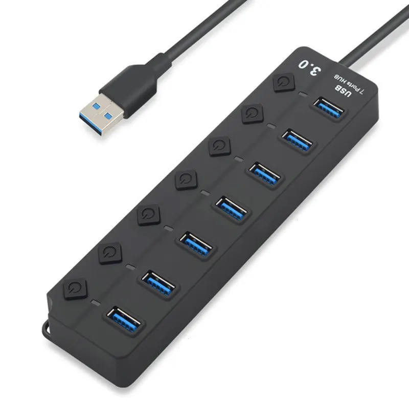 

USB hub 3.0 high-speed 4/7 ports USB 3.0 hub splitter adapter on/off switch with EU power adapter for MacBook laptops