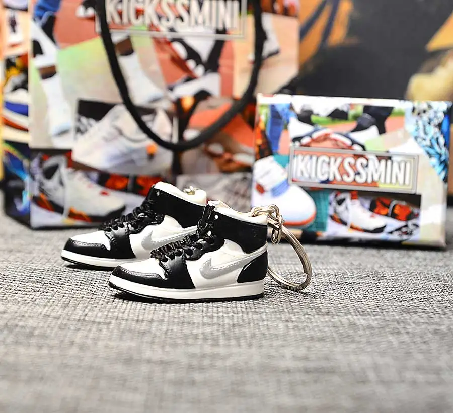 a pair w metal ring Персональный DIY Jordan Generation AIR JORDAN 1 chicago 3D кроссовок фигурный брелок сумка Подвеска парный брелок - Цвет: a pair w metal ring