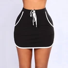 Женская мини-юбка в полоску, белая короткая юбка-карандаш с поясом на резинке, лето 2020