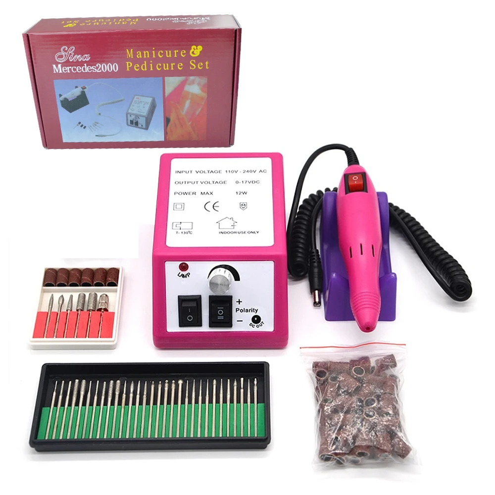 Pink SET 1 Электрическая машинка для маникюра дрель для ногтей маникюрная машина набор пилок серая ручка для ногтей набор с EU US Plug аппарат для маникюра - Цвет: Pink SET 1