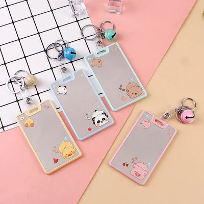 

Creative Cartoon Mirror Bell Metal Buckle Card Holder Gift Student Campus Meal Card Bus Pass Card Holder