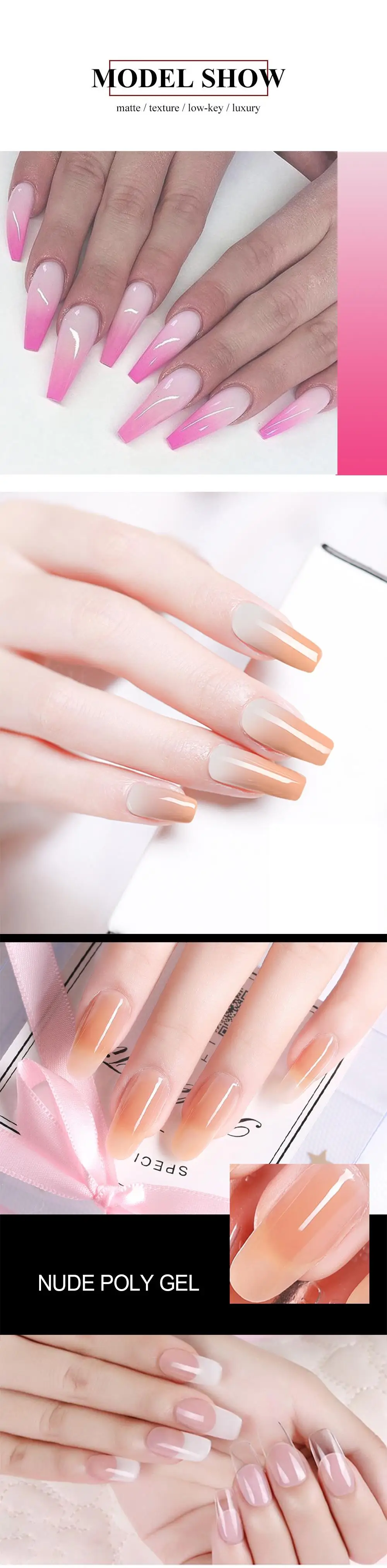 MIZHSE Crystal Jelly Gum Poly Gel Set 30ml Crystal Jelly Builder Nail Finger Extension Hard UV Gel Lacquer Manicure Tips
