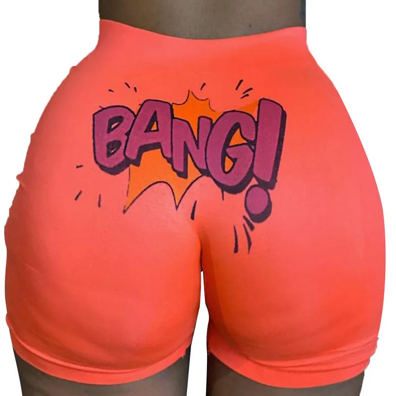

Hot Skinny Women Shorts Sexy Letter Print High Waist Casual Sport Bikers Bodycon Female Shorts Outdoor Pants Wholesale Plus Size