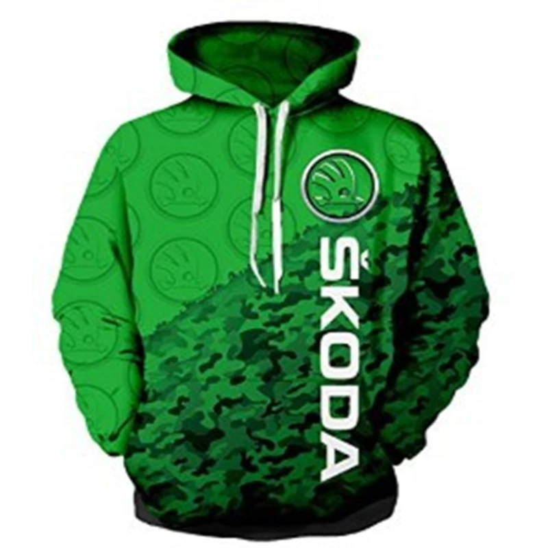 

2021 The latest Skoda car logo 3D digital printing Harajuku quality hoodie trendy men jacket spring and autumn pullover
