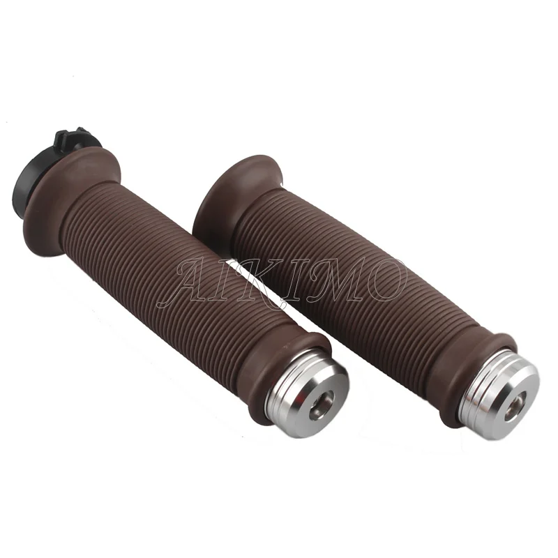

7/8" 22mm Motorcycle Brown Handlebar Hand Grip with Bar Ends for Universal Motorcycle Retro Custom Pairs