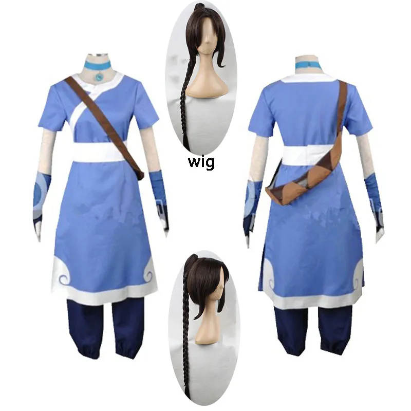 

Новинка 2020, 6 шт., Аватар, последний Airbender, Катара, мужской карнавальный костюм, косплей на Хэллоуин, женские костюмы и парики, индивидуальный ...