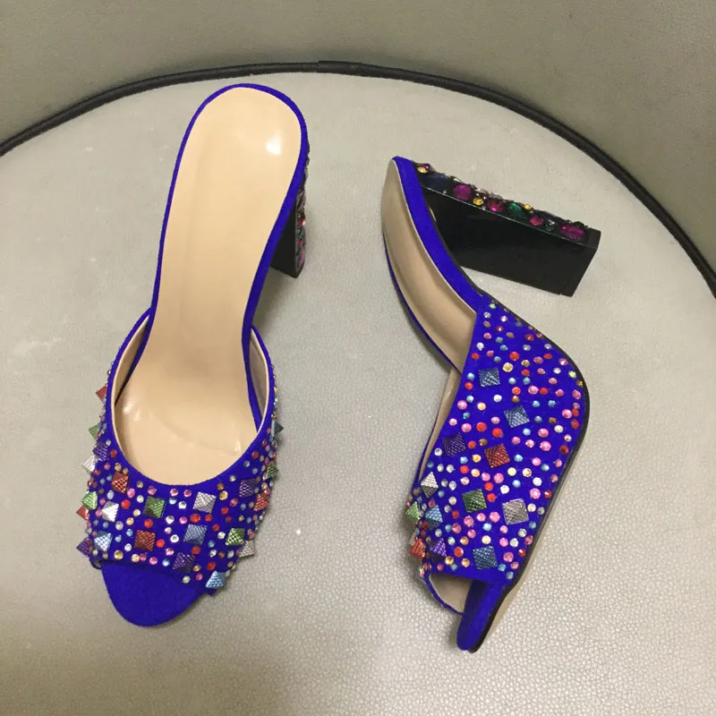 Новинка лета 2020 женская обувь разноцветные стразы на каблуках блестящие туфли