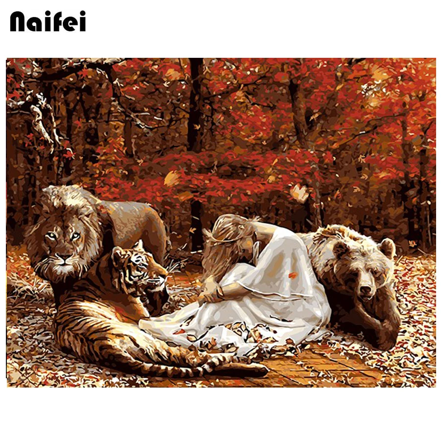 5d Diy смолы алмазов картина женщина с Животные вышивка крестом полная Алмазная