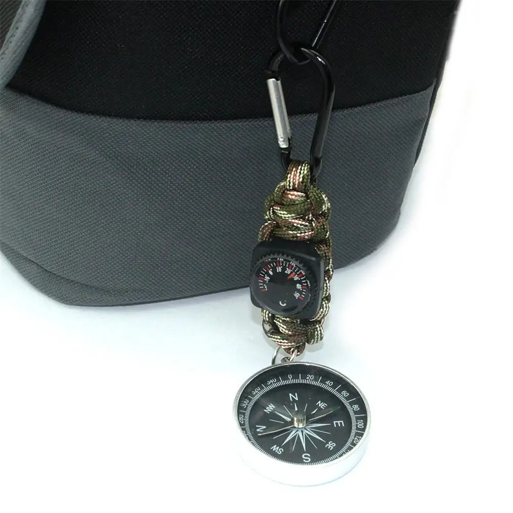 

2PCS Keychain Compass Thermometer Outdoor Hand Woven Survival Keychain Carabiner for Hiking Camping