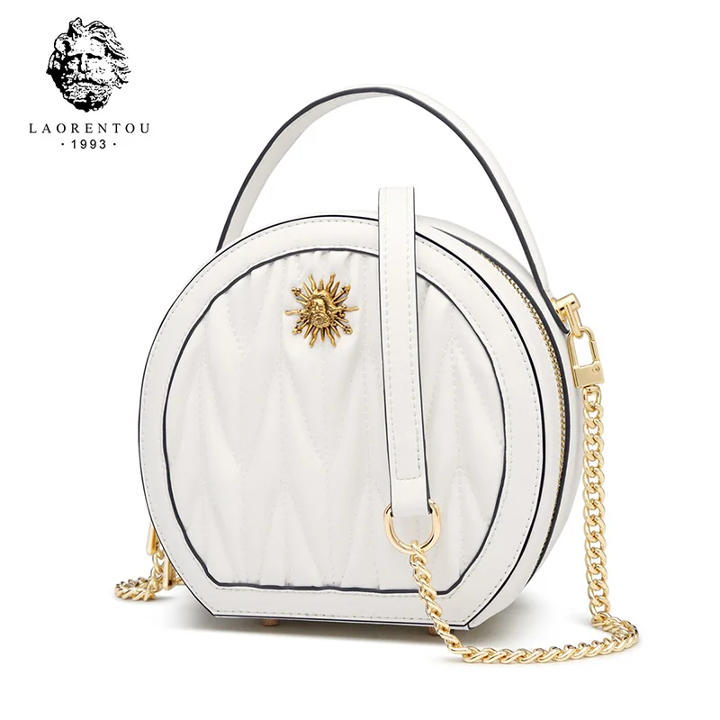 LAORENTOU маленькая круглая дамская сумочка из коровьей кожи женская сумка через