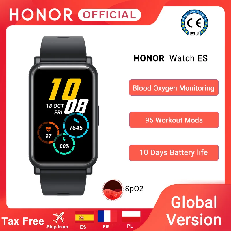 Глобальная Версия смарт часов Honor Watch ES SpO2 Smartwatch мониторинг сердечного ритма 5ATM 1 64