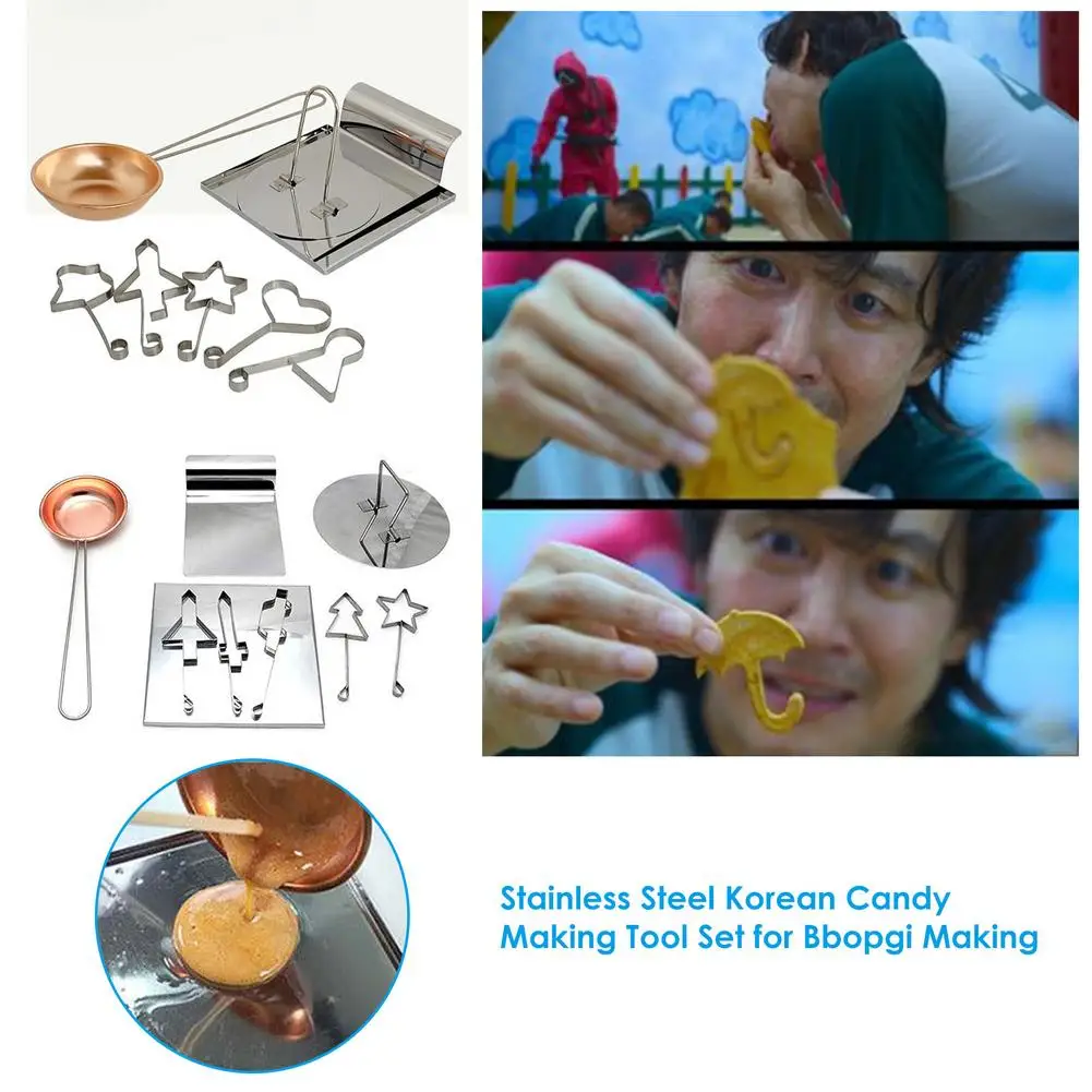 

Stainless Steel Squid Game Korean Sugar Candy Making Tools Set Squid Game Sugar Pie Game For Ppopgi Making Tool Set