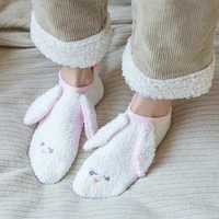 women winter slippers cute cartoon fluffy animal slippers comfortable non slip soft bottom coral socks womens home shoes
