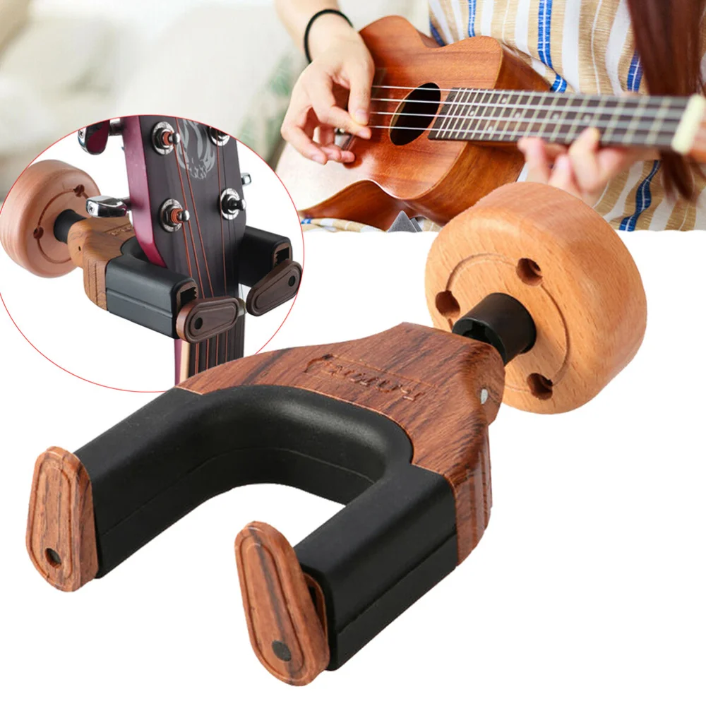 

2Pcs Detachable Guitar Hangers Hook Holder Wood Metal Rubber Instrument Hangers Wall Stand (Random Color)