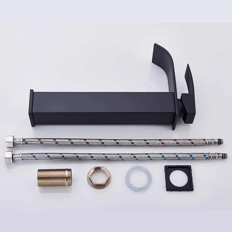 Матовый черный водопад смеситель для раковины в ванной комнате водопроводный