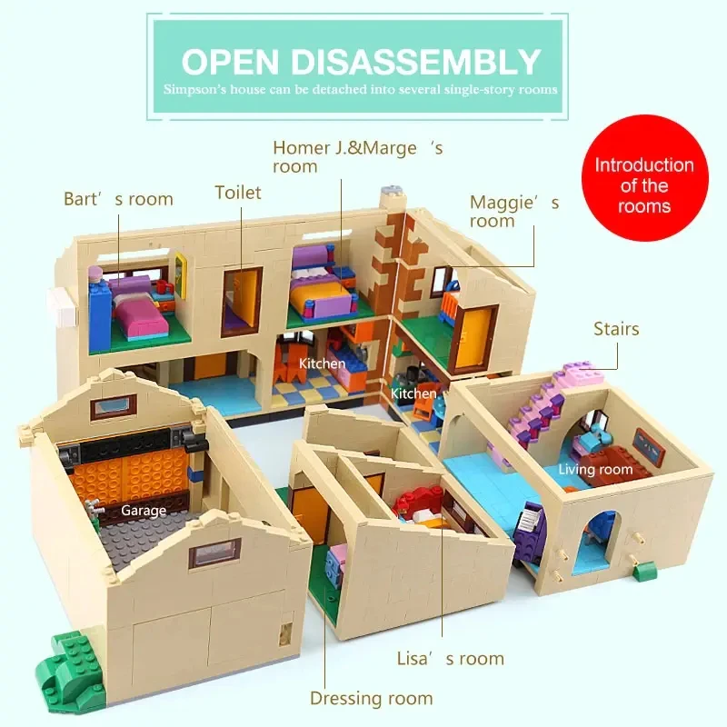 Конструктор креативная архитектура городской уличный вид кирпичи Симпсоны дом